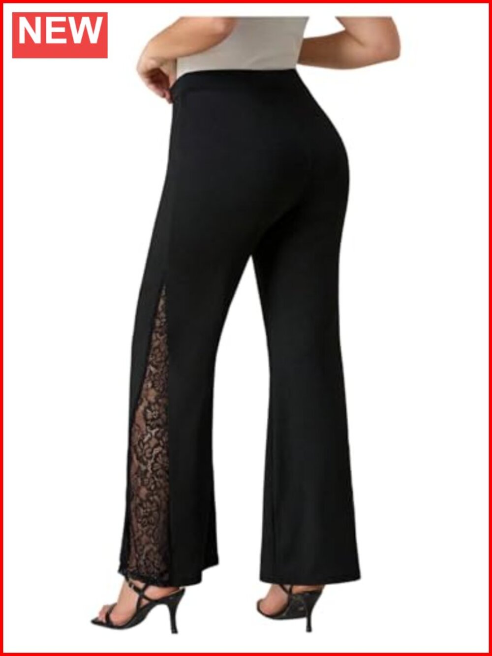 Plus Size Flare Bell Bottom Ribbed Knit Long Pants Elastic Waist